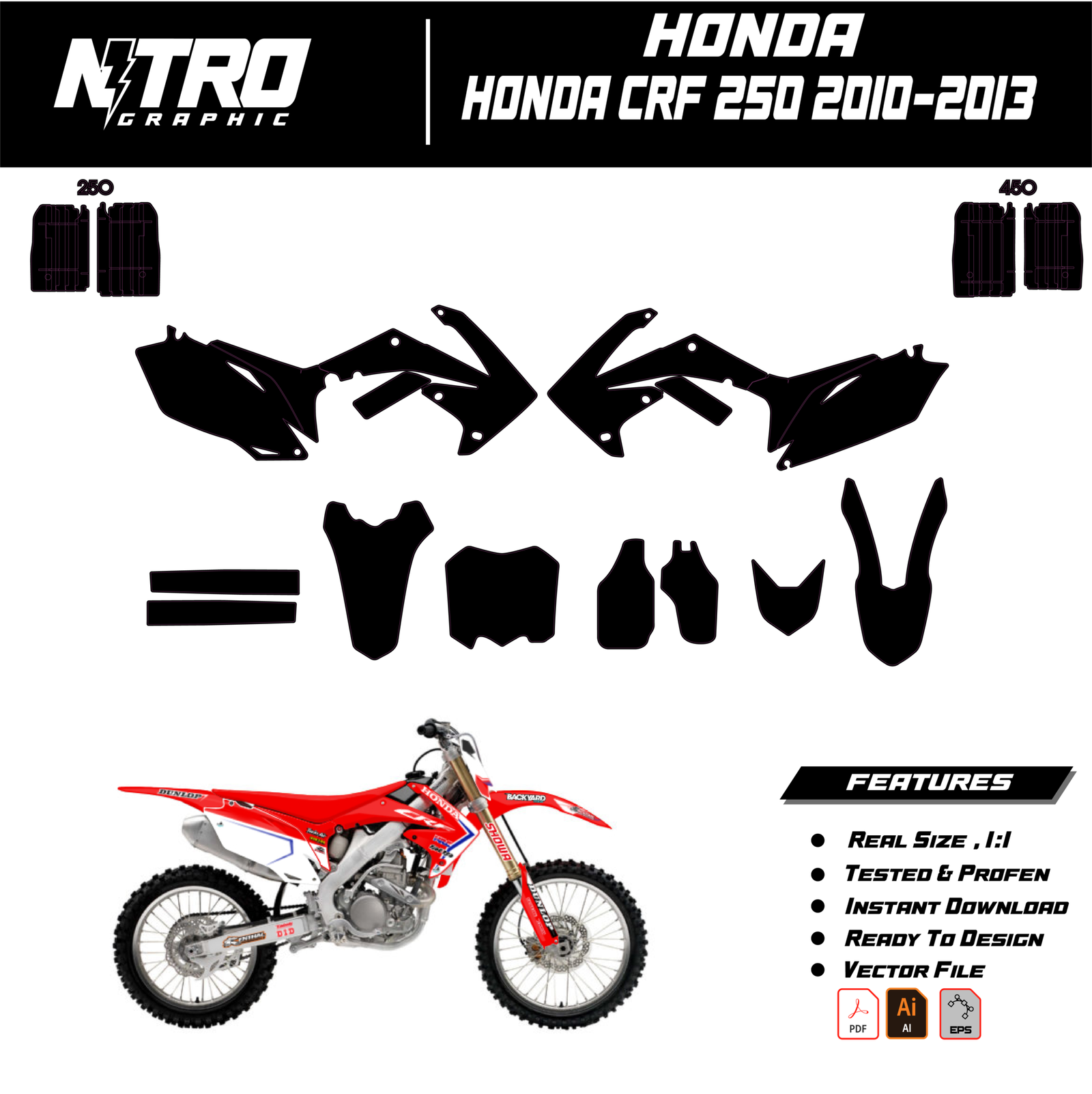 TEMPLATE Honda CRF 250 2010 2011 2012 2013