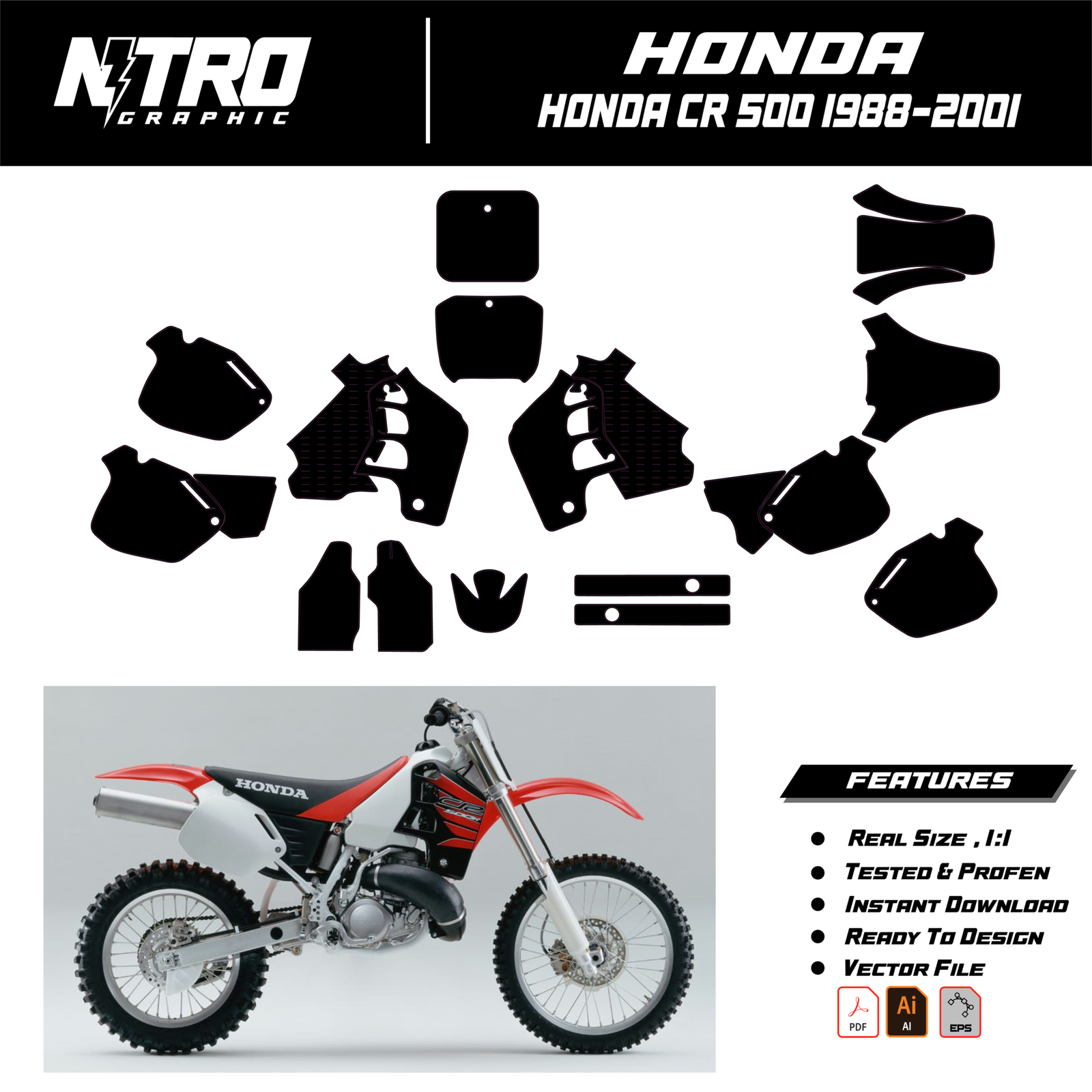 TEMPLATE HONDA CR 500 1989 - 2001