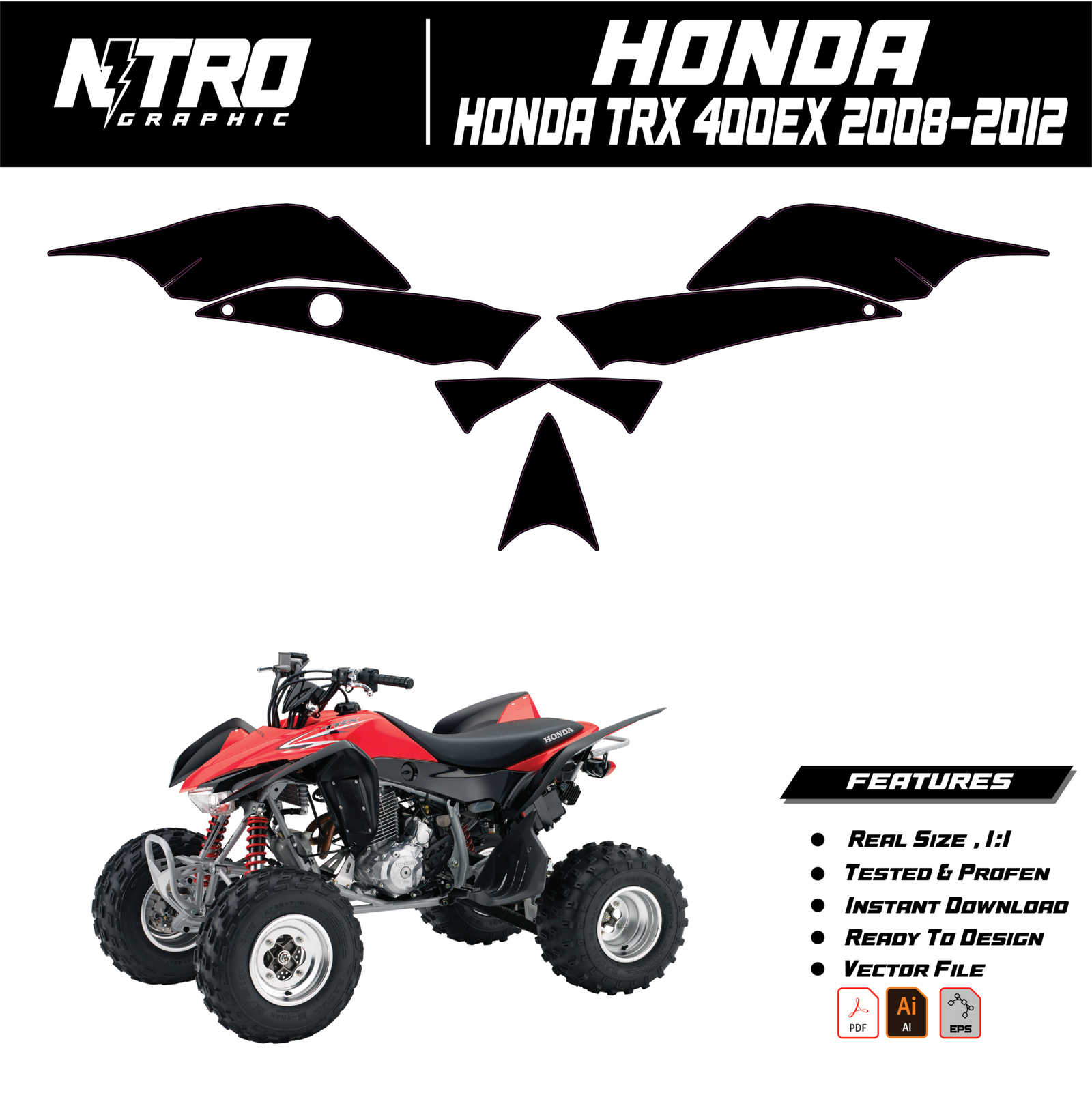 TEMPLATE HONDA TRX 400EX 2008 2009 2010 2011 2012 QUADS ATV