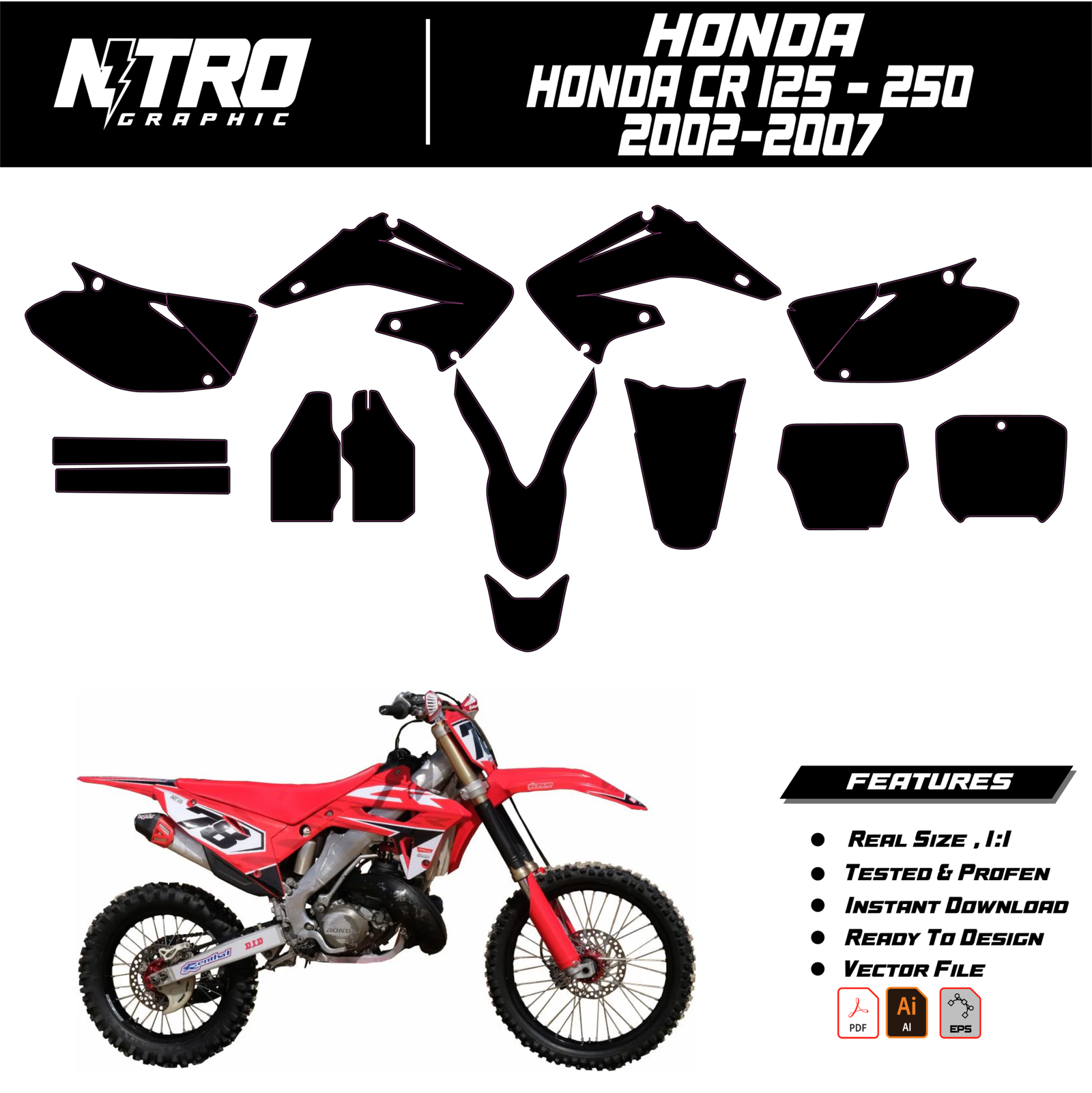 TEMPLATE Honda CR 125 - 250 2002 2003 2004 2005 2006 2007