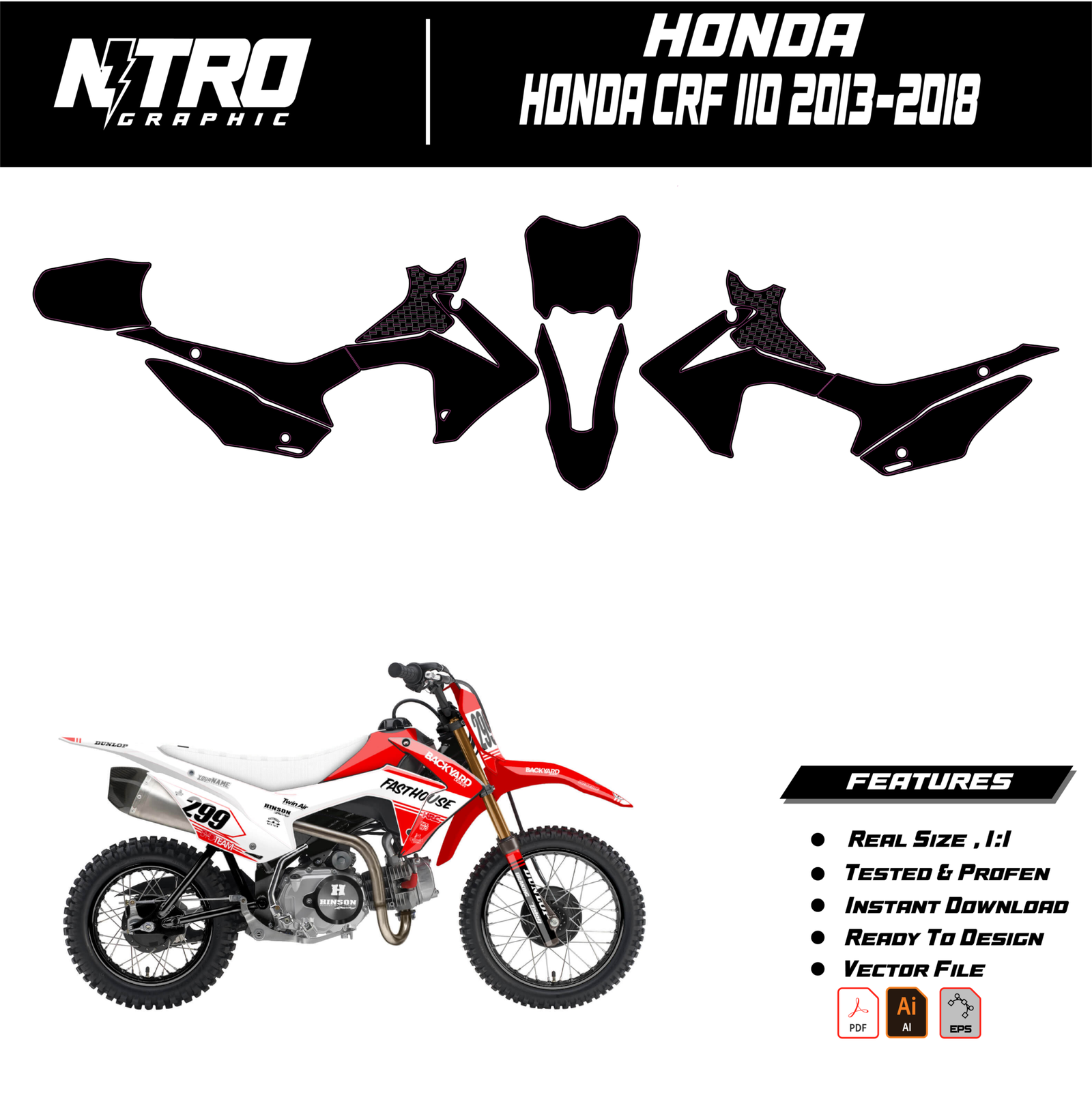 TEMPLATE Honda CRF 110 2013 2014 2015 2016 2017 2018