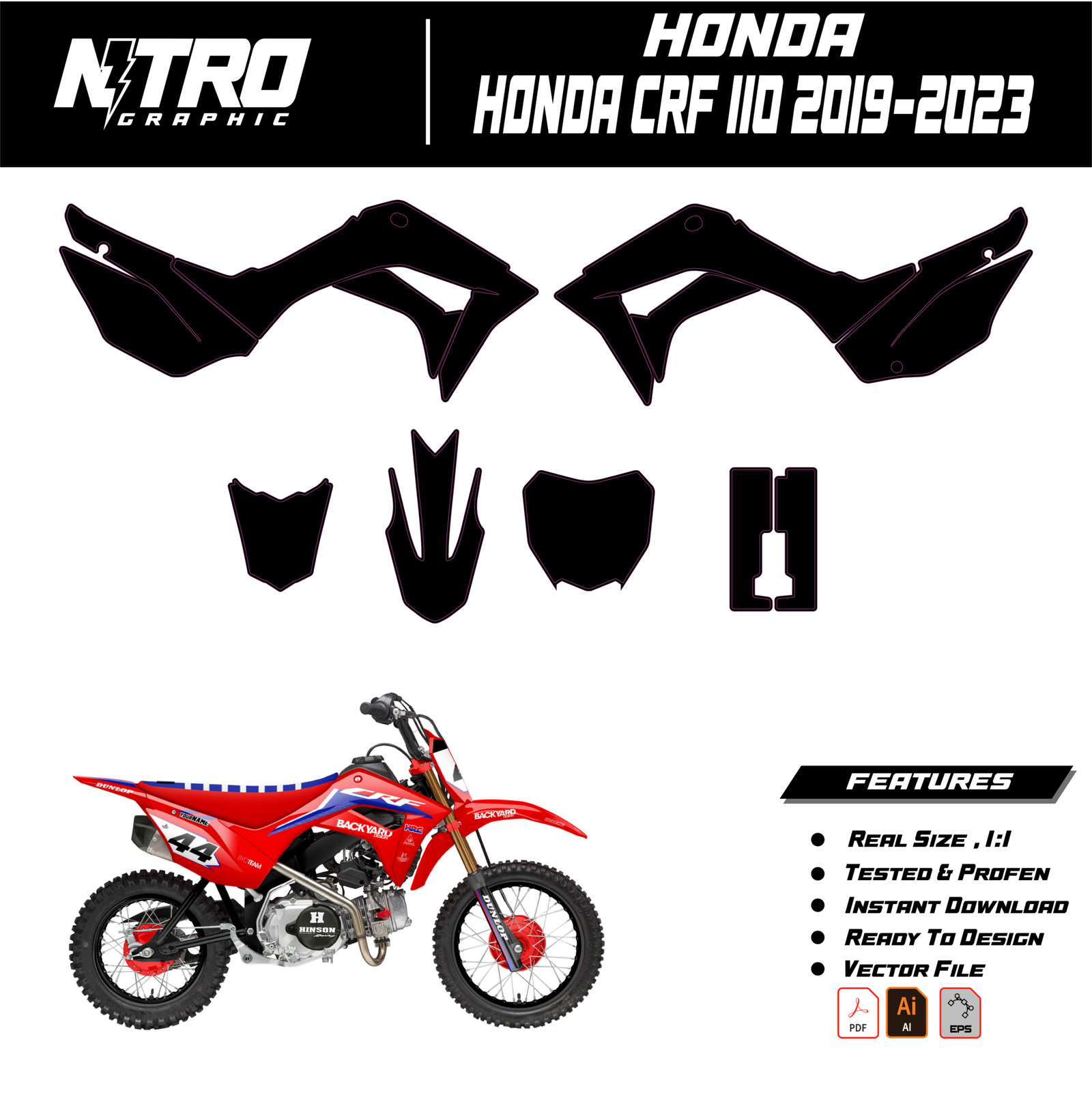 TEMPLATE Honda CRF 110 2019 2020 2021 2022 2023