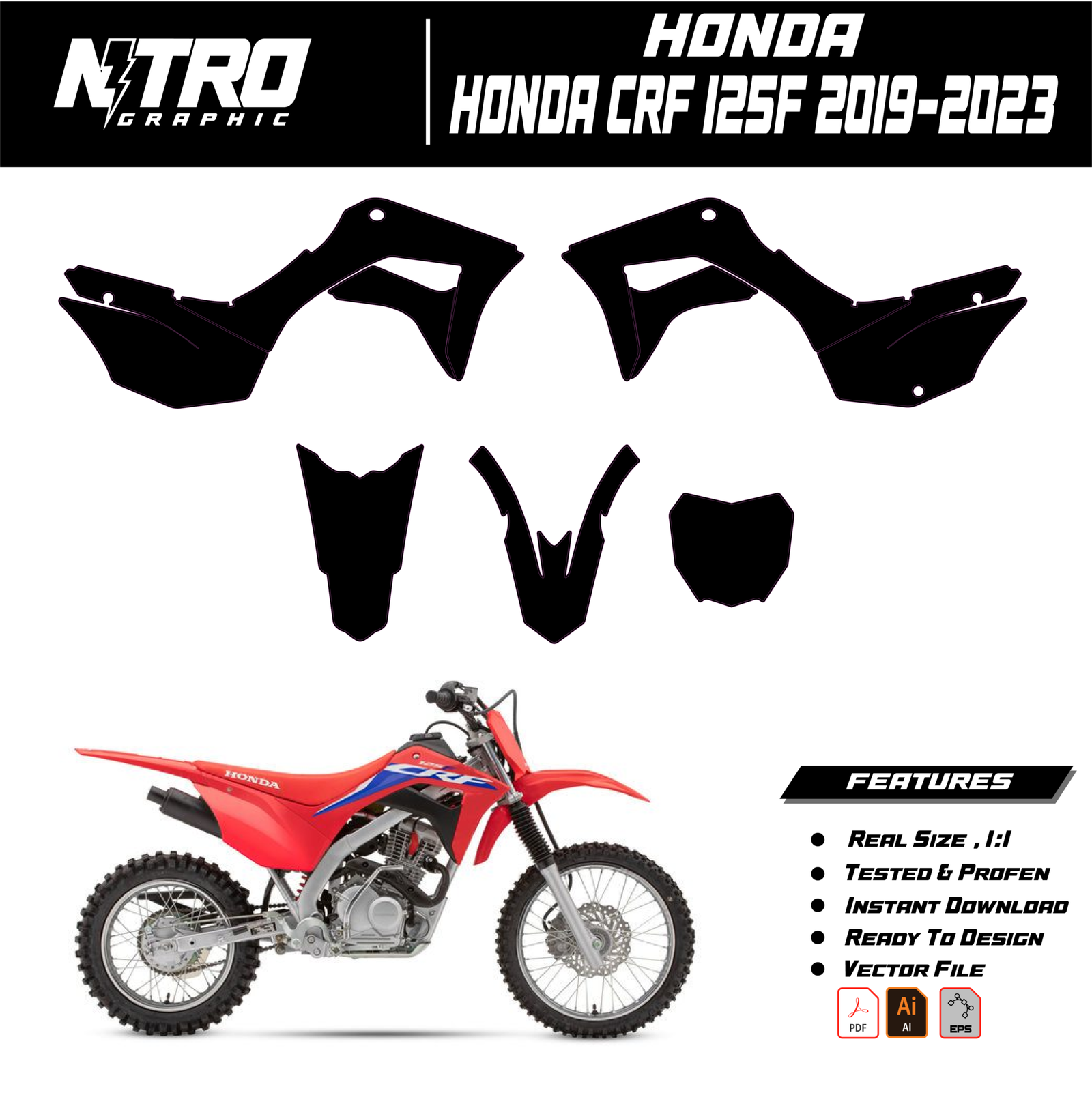 TEMPLATE Honda CRF 125F 2019 2020 2021 2022 2023