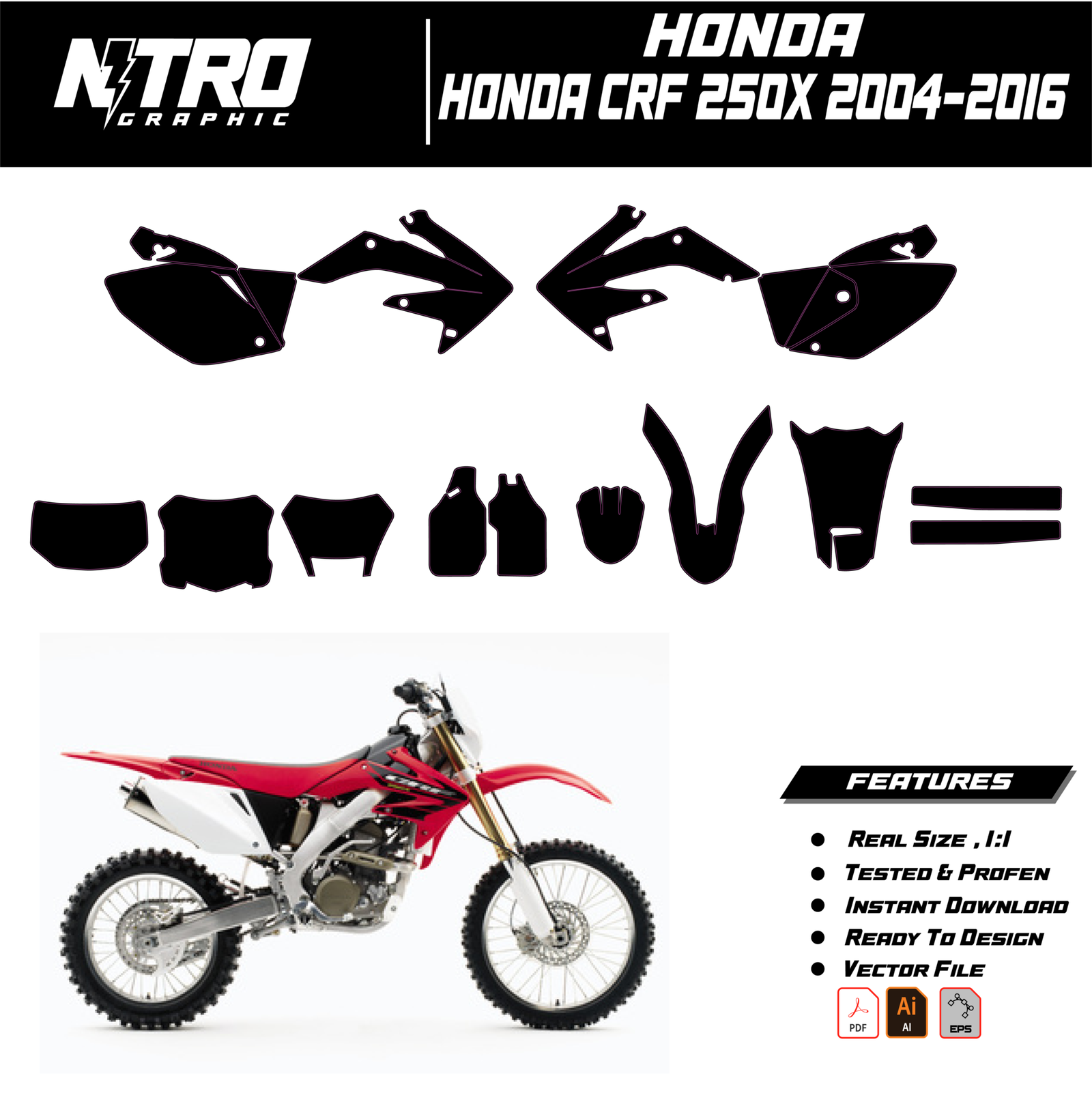 TEMPLATE Honda CRF 250X 2004-2016