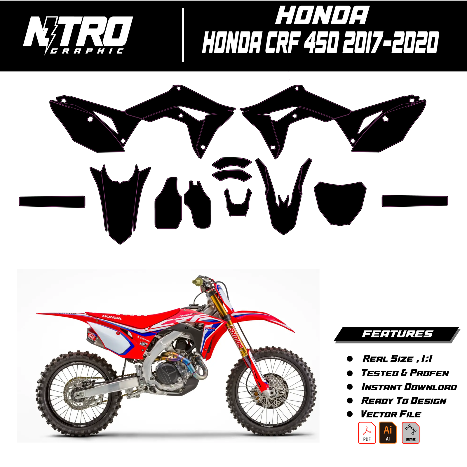 TEMPLATE Honda CRF 450 2017 2018 2019 2020