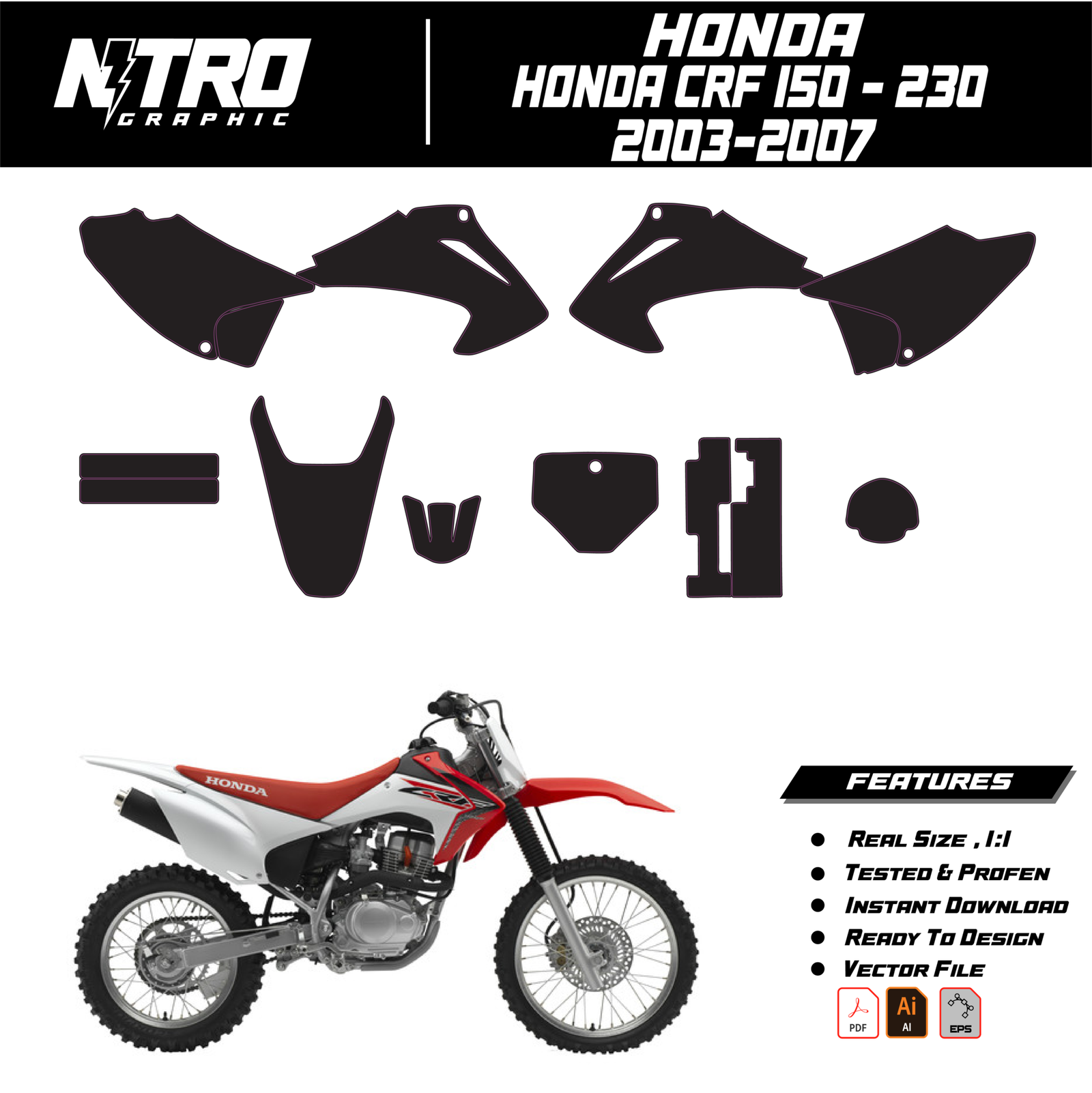 TEMPLATE Honda CRF 150 - 230 2003 2004 2005 2006 2007