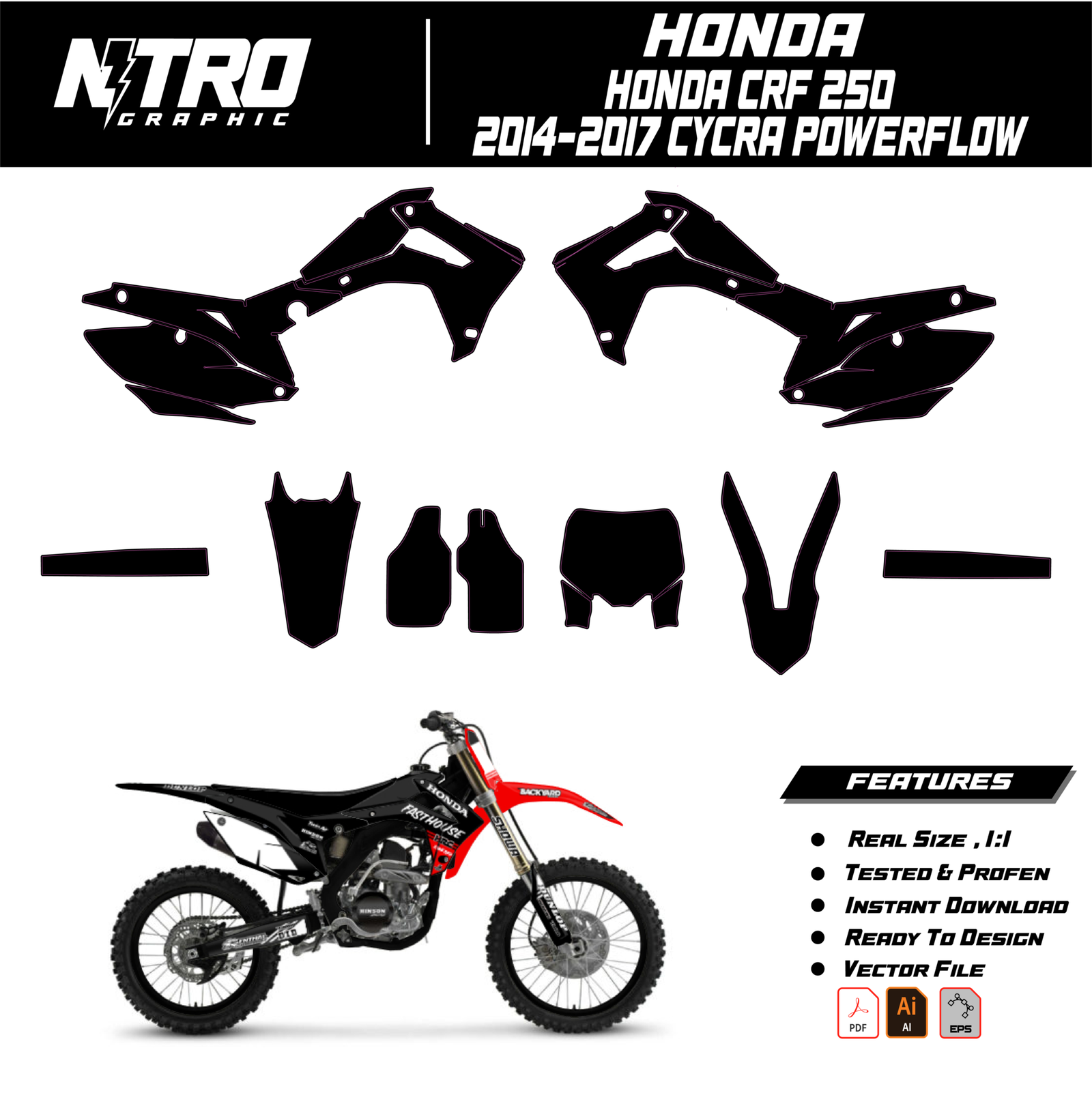 TEMPLATE Honda CRF 250  2014 2015 2016 2017 CYCRA POWERFLOW