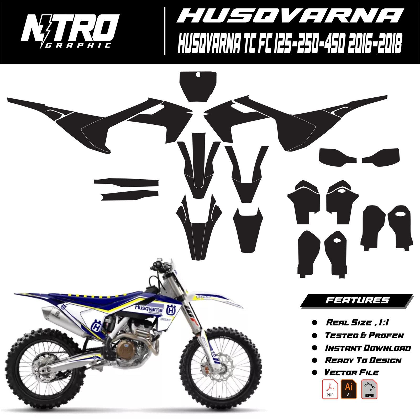 TEMPLATE Husqvarna TC FC 125-250-450 2016 2017 2018