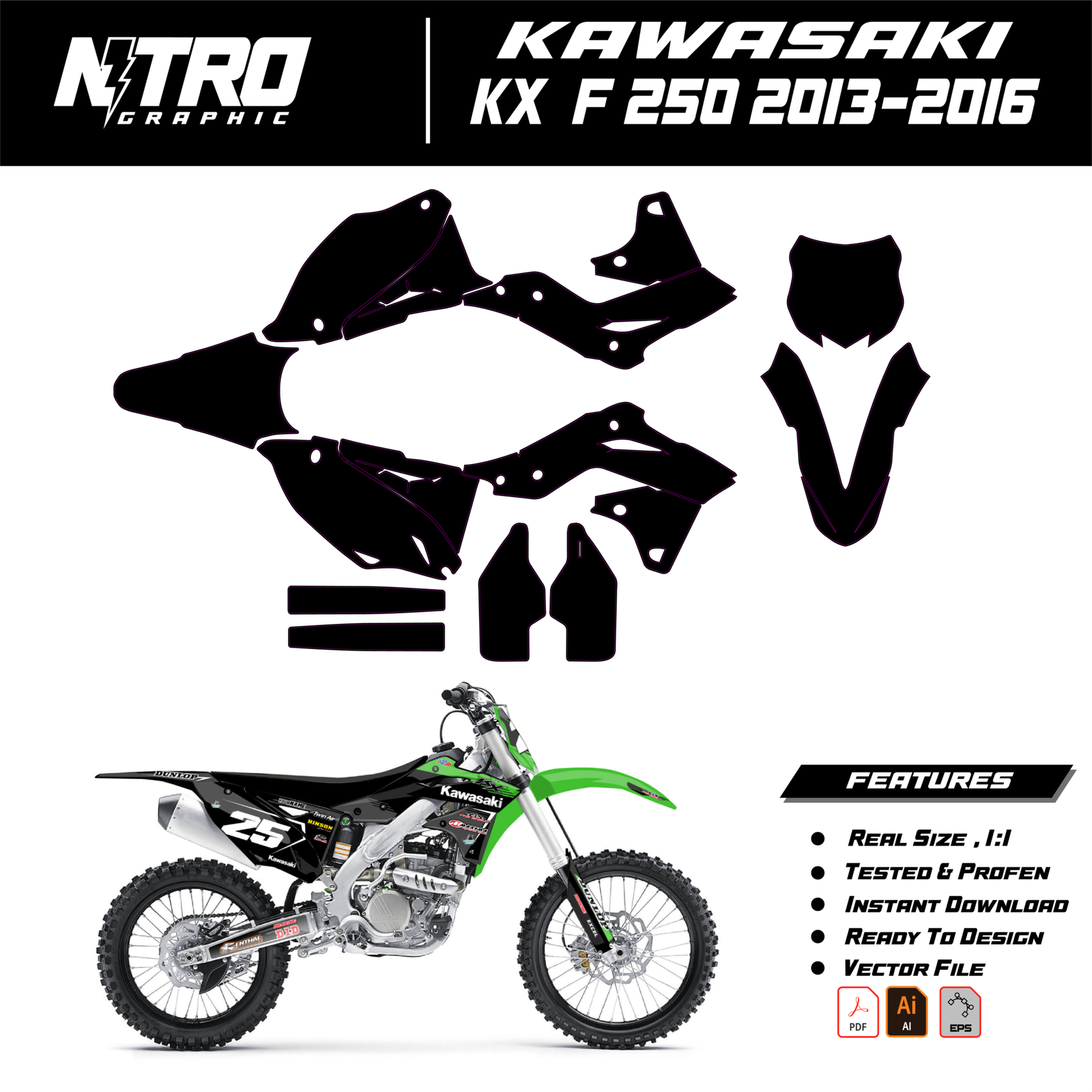 TEMPLATE KAWASAKI KX F 250 2013 2014 2015 2016