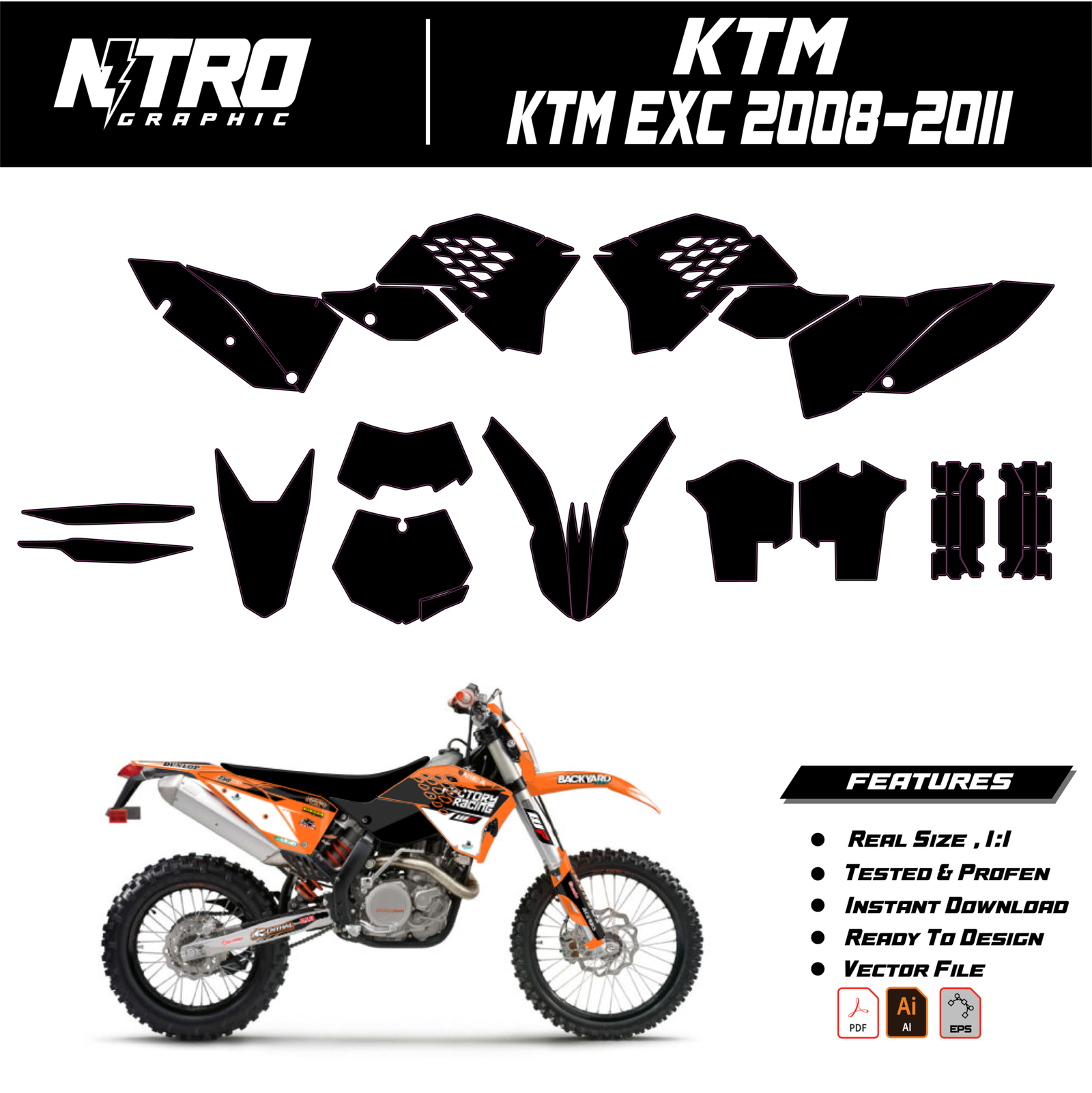 TEMPLATE KTM EXC 2008 2009 2010 2011