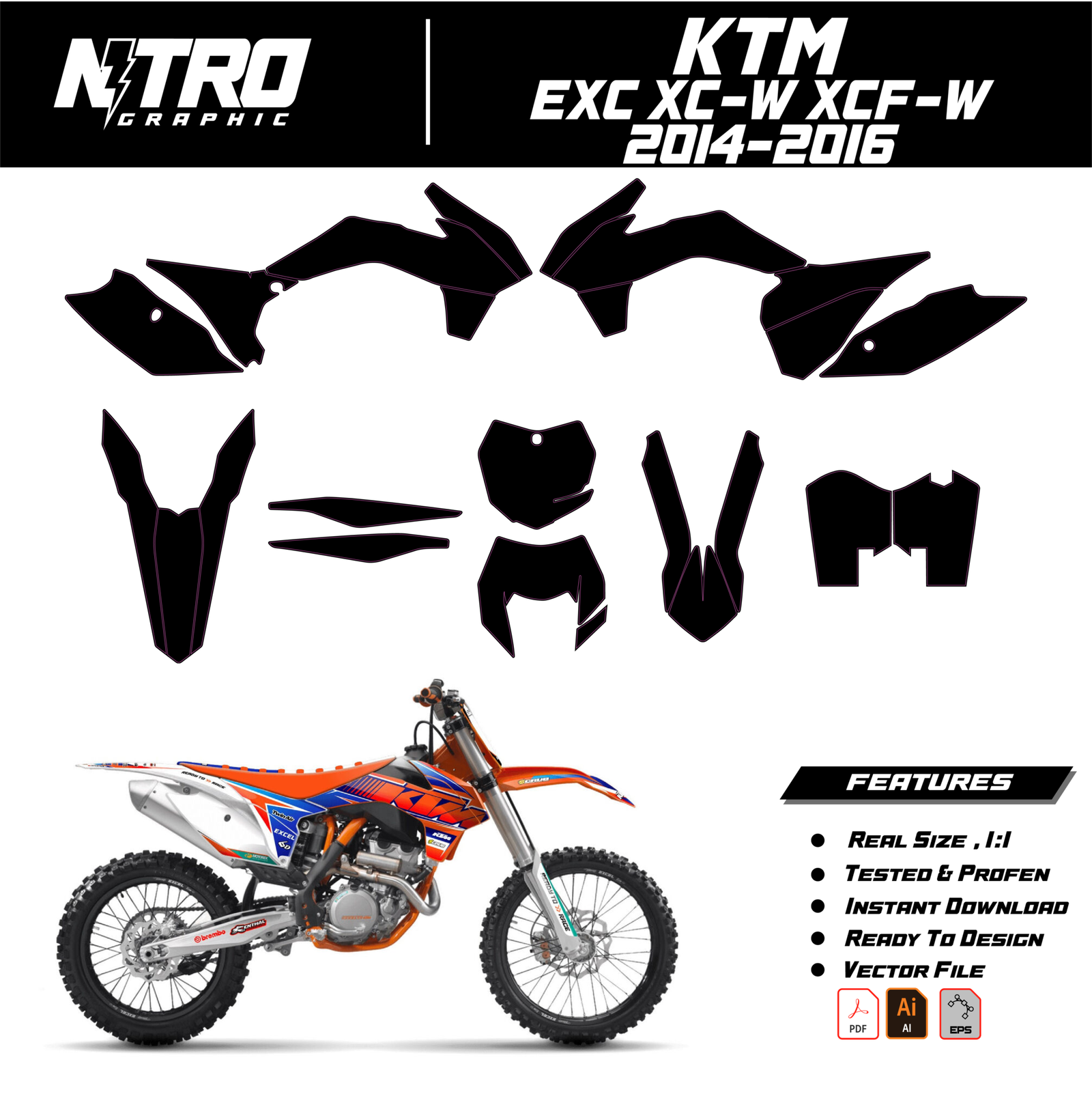 TEMPLATE KTM EXC XC-W XCF-W 2014 2015 2016