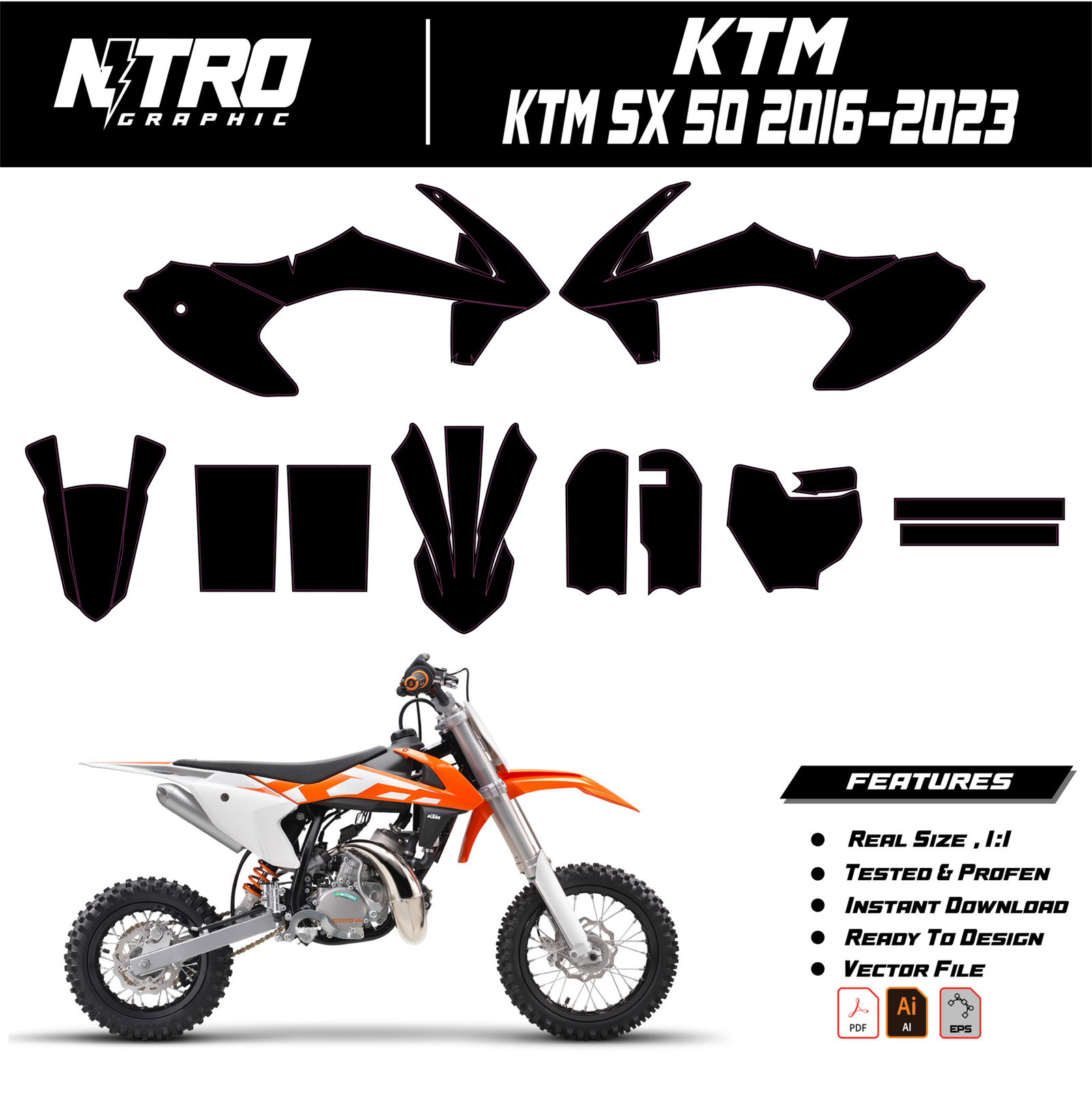 TEMPLATE KTM SX 50 2016 2017 2018 2019 2020 2021 2022 2023