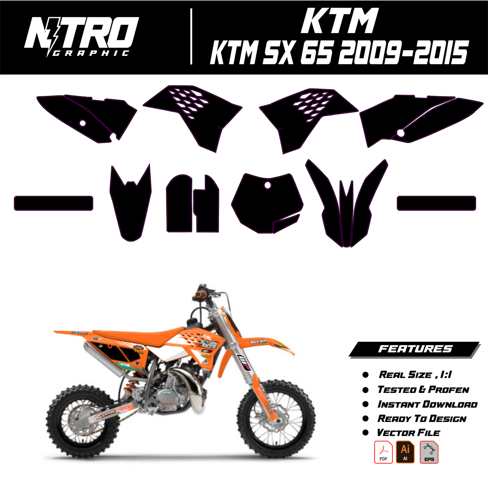 TEMPLATE KTM SX 65 2009 2010 2011 2012 2013 2014 2015