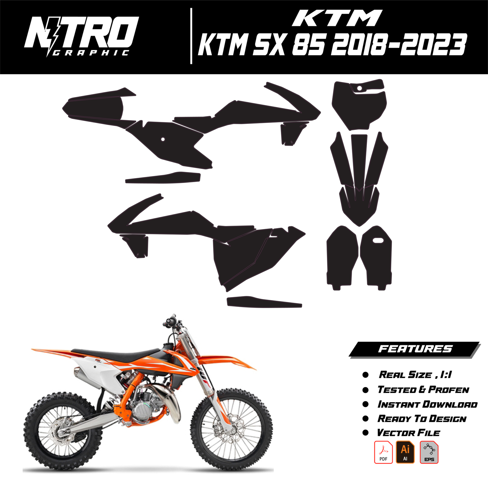 TEMPLATE KTM SX 85 2018 2019 2020 2021 2022 2023
