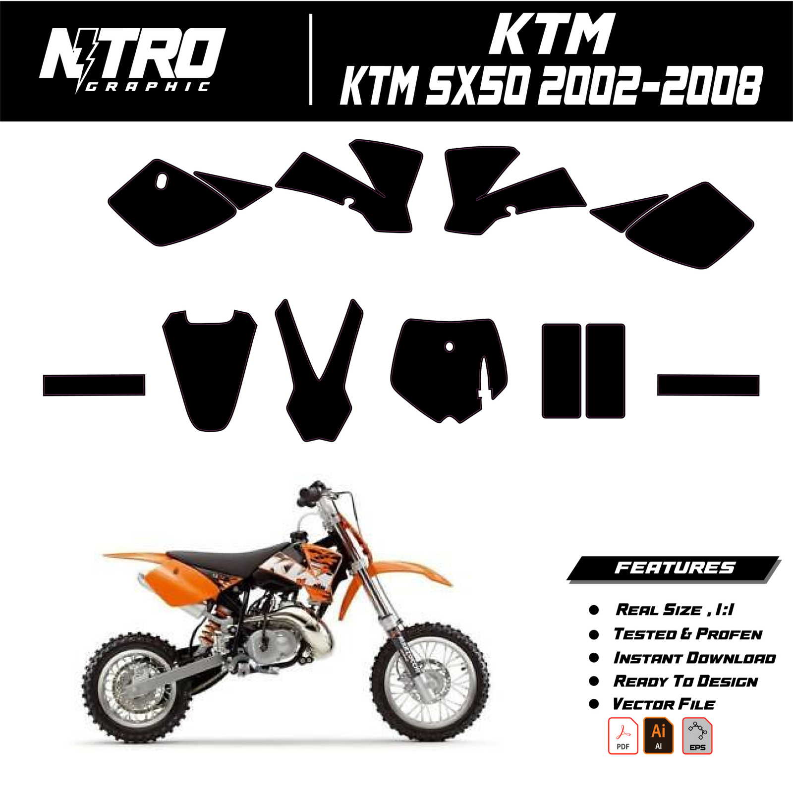 TEMPLATE KTM SX 50 2002 2003 2004 2005 2006 2007 2008