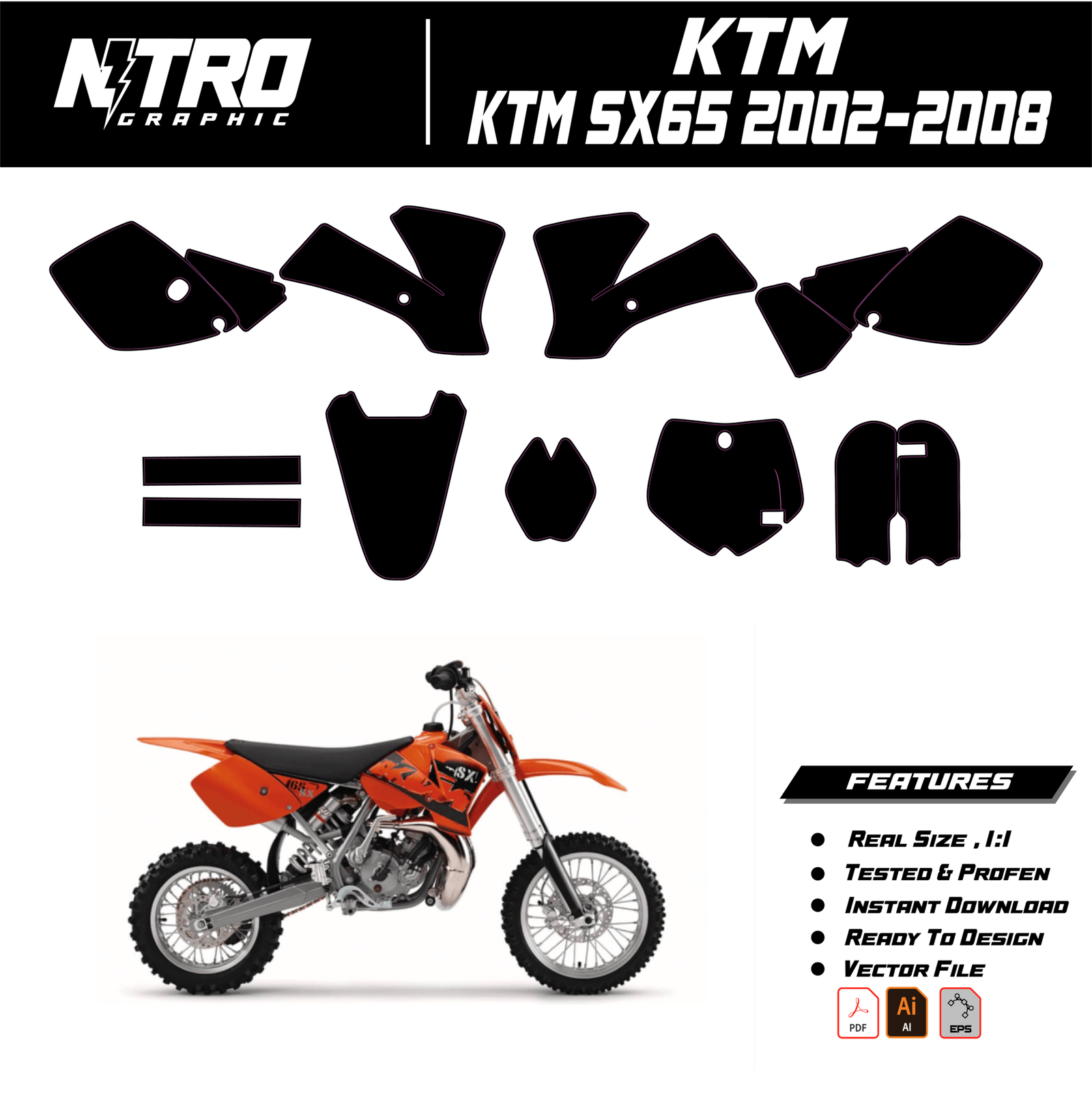 TEMPLATE KTM SX 65 2002 2003 2004 2005 2006 2007 2008
