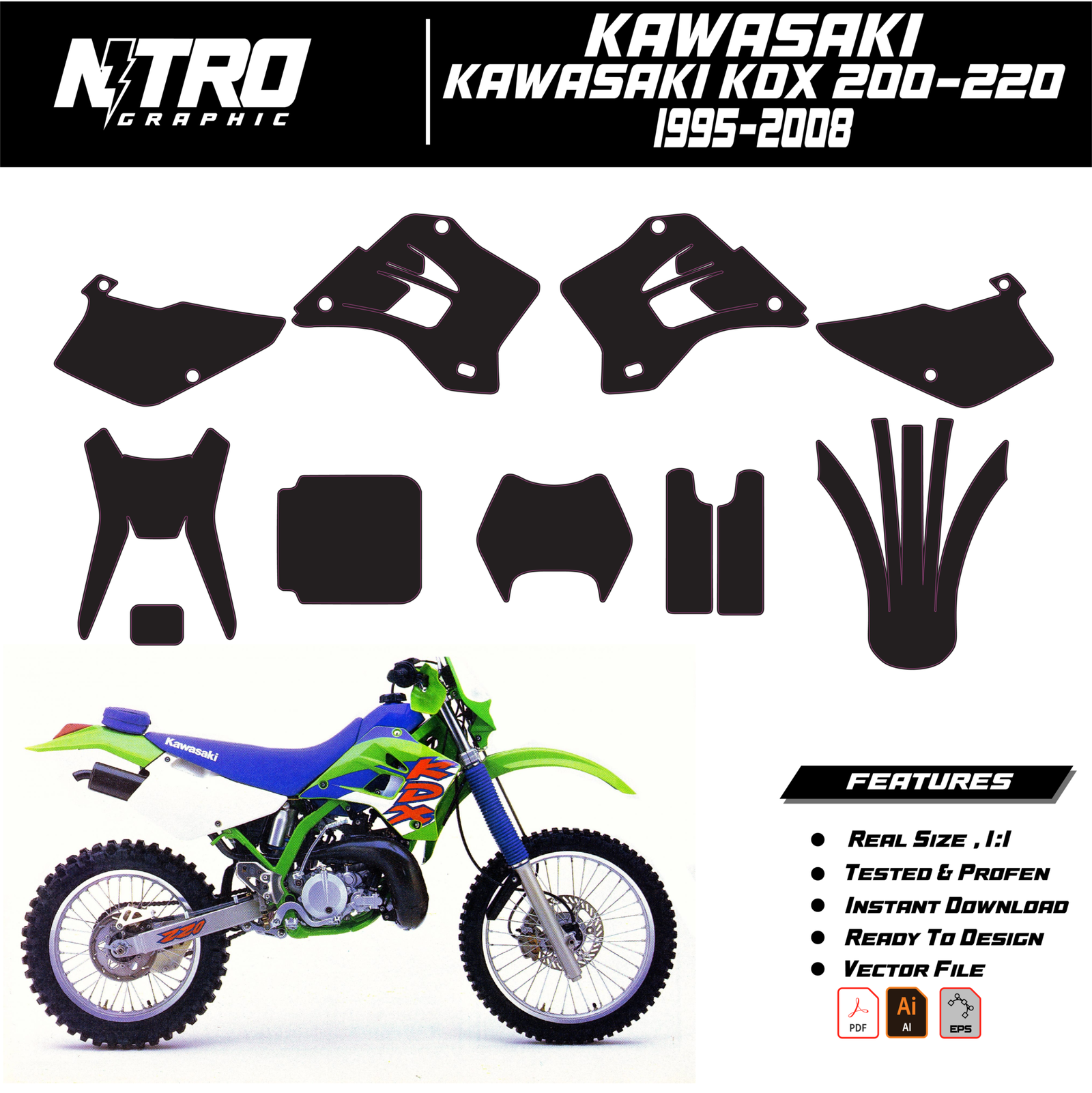 TEMPLATE Kawasaki KDX 200-220 1995-2008
