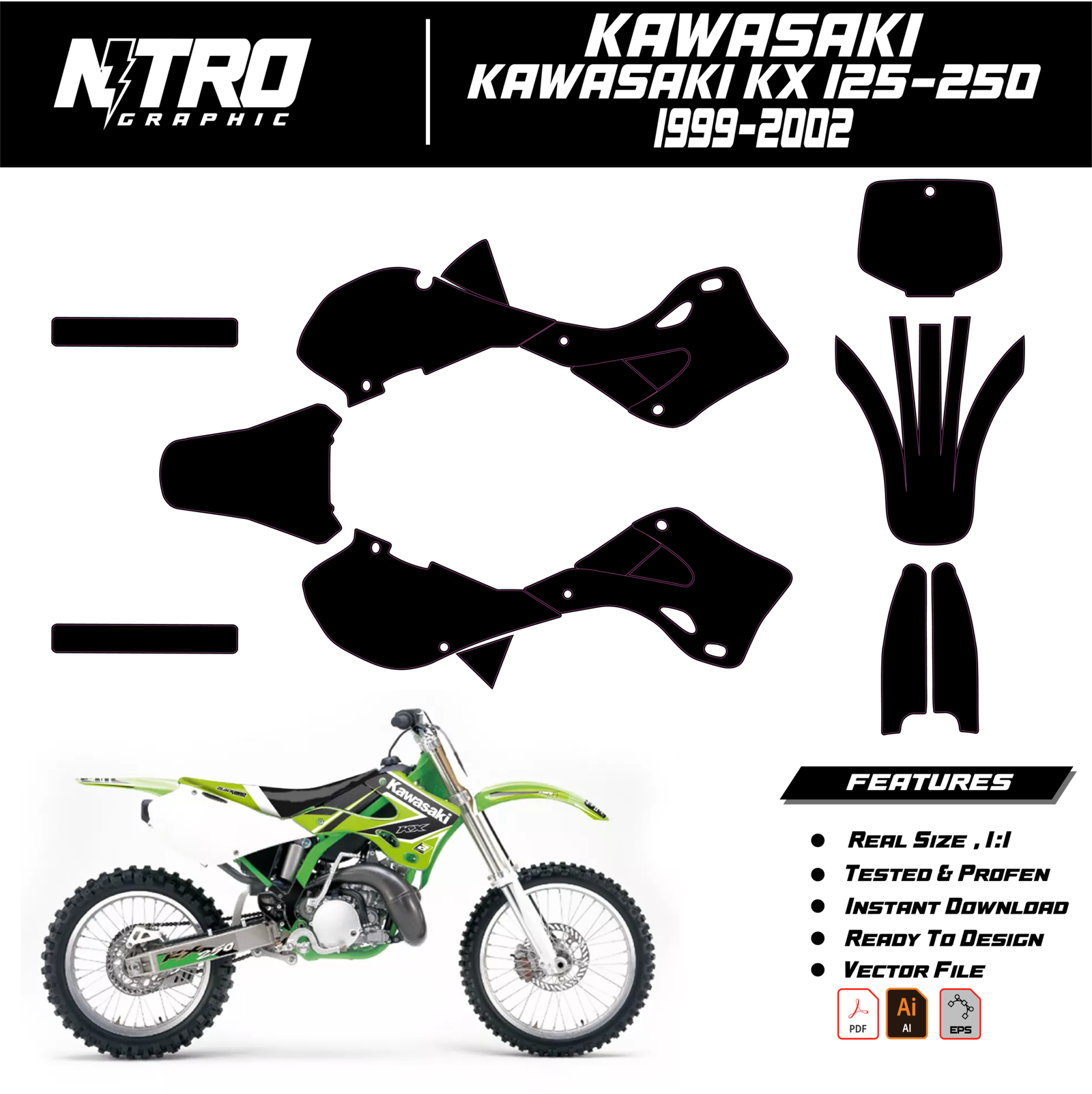 TEMPLATE Kawasaki KX 125-250 1999 2000 2001 2002