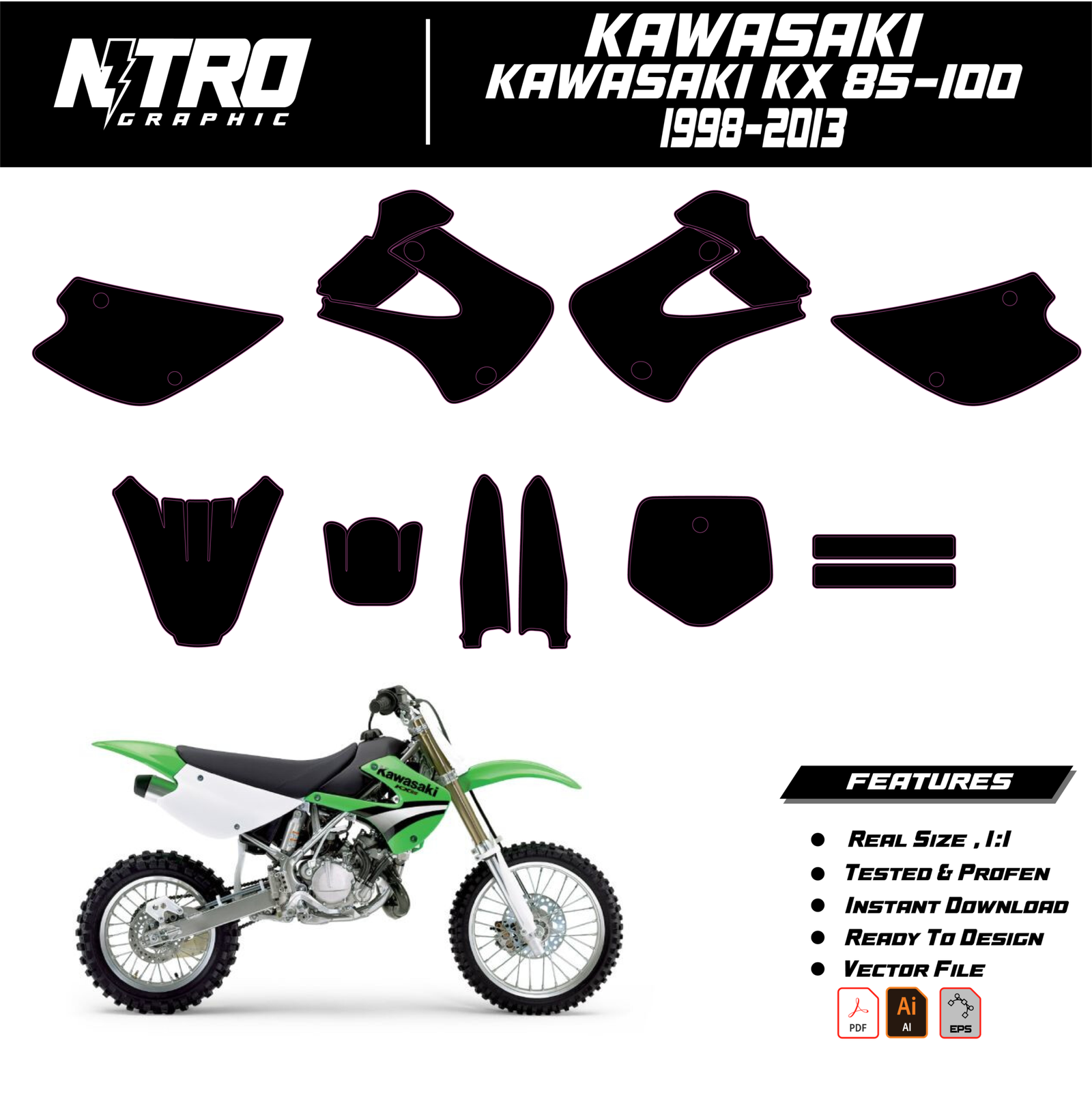 TEMPLATE Kawasaki KX 85-100 1998-2013