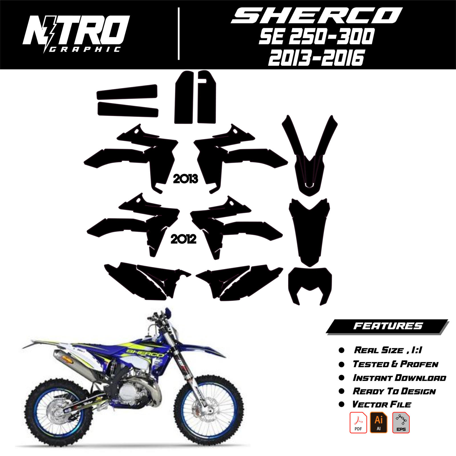 TEMPLATE SHERCO SE 250-300 2013 2014 2015 2016