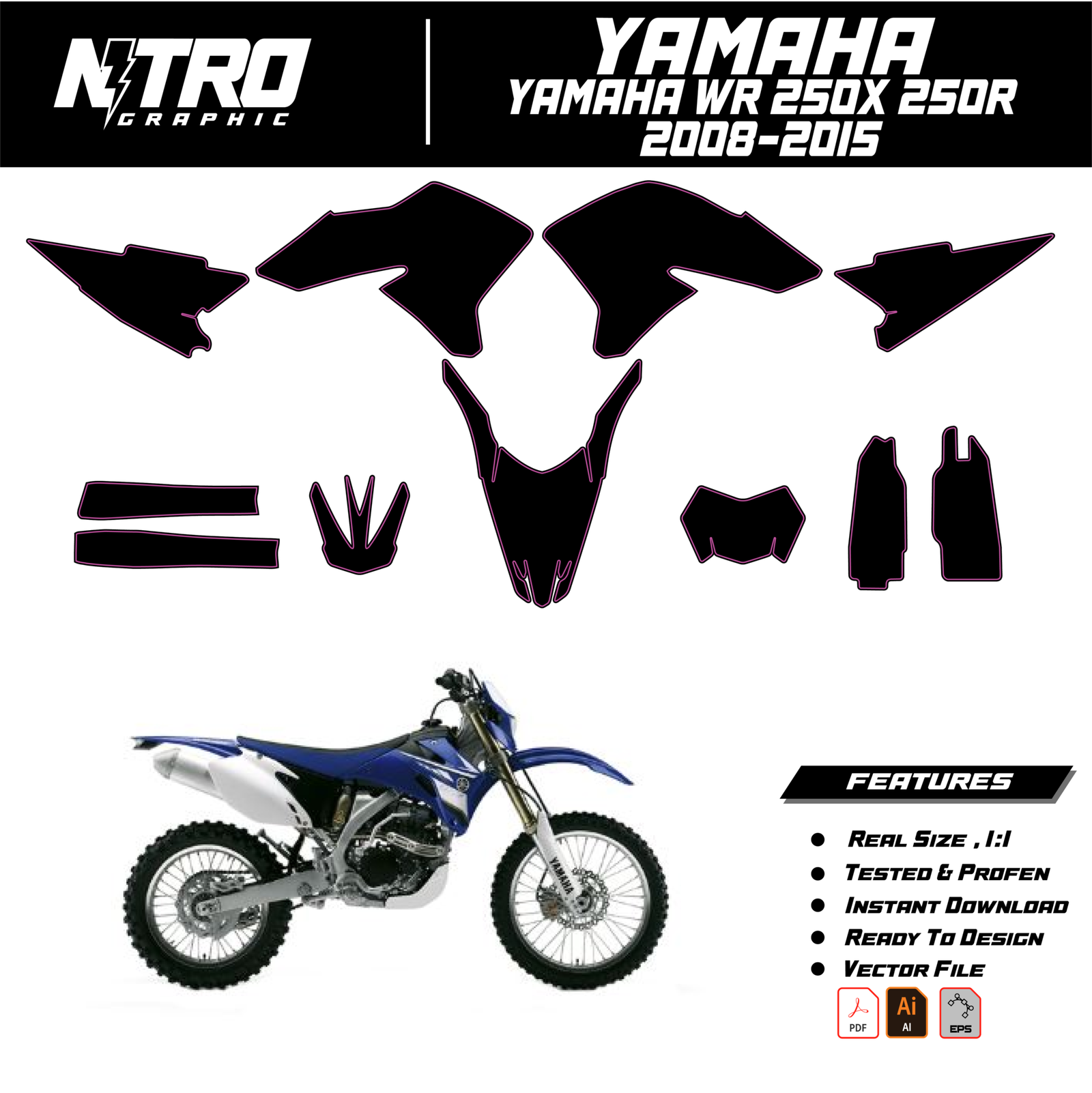 TEMPLATE Yamaha WR 250X 250R 2008 2009 2010 2011 2012 2013 2014 2015
