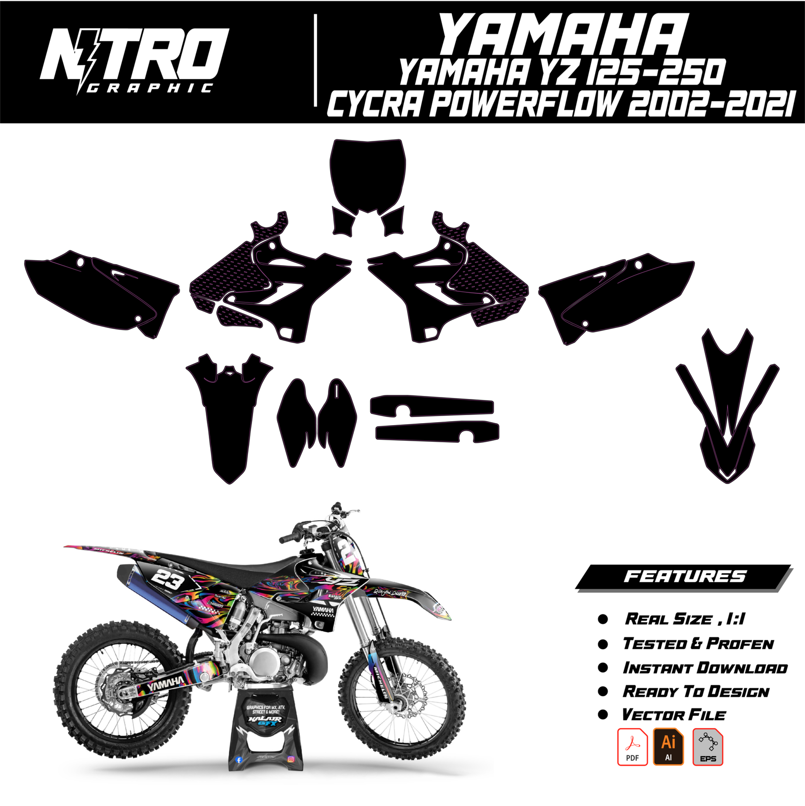 TEMPLATE Yamaha YZ 125-250 CYCRA POWERFLOW 2002-2021