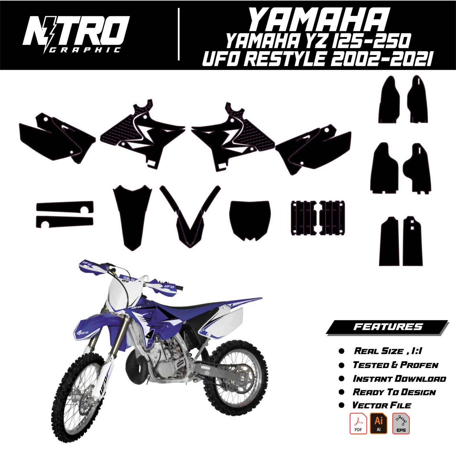 TEMPLATE Yamaha YZ 125-250 UFO RESTYLE 2002 - 2021