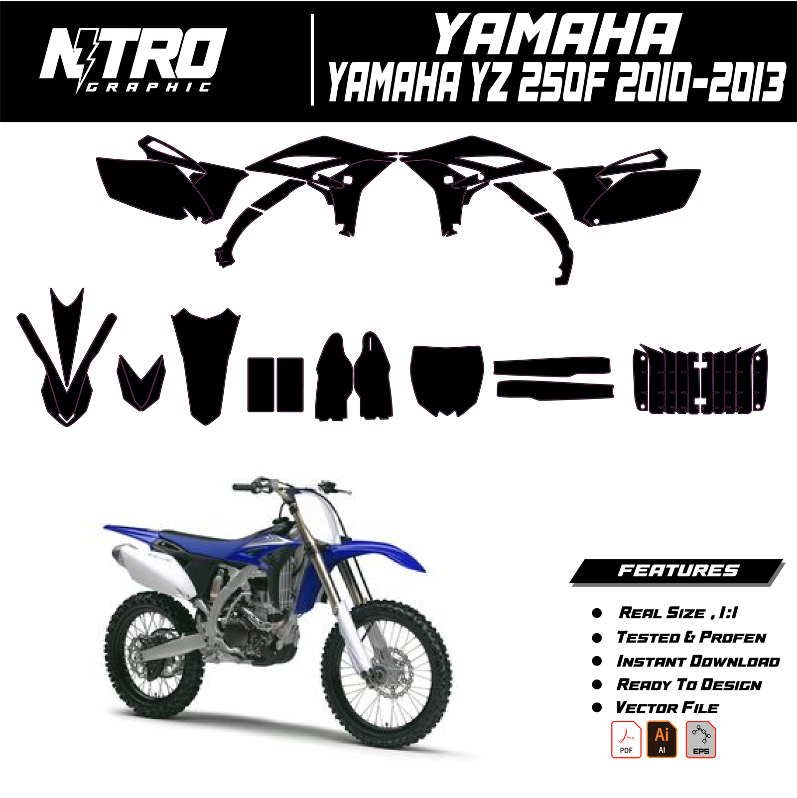 TEMPLATE Yamaha YZ 250F 2010 2011 2012 2013