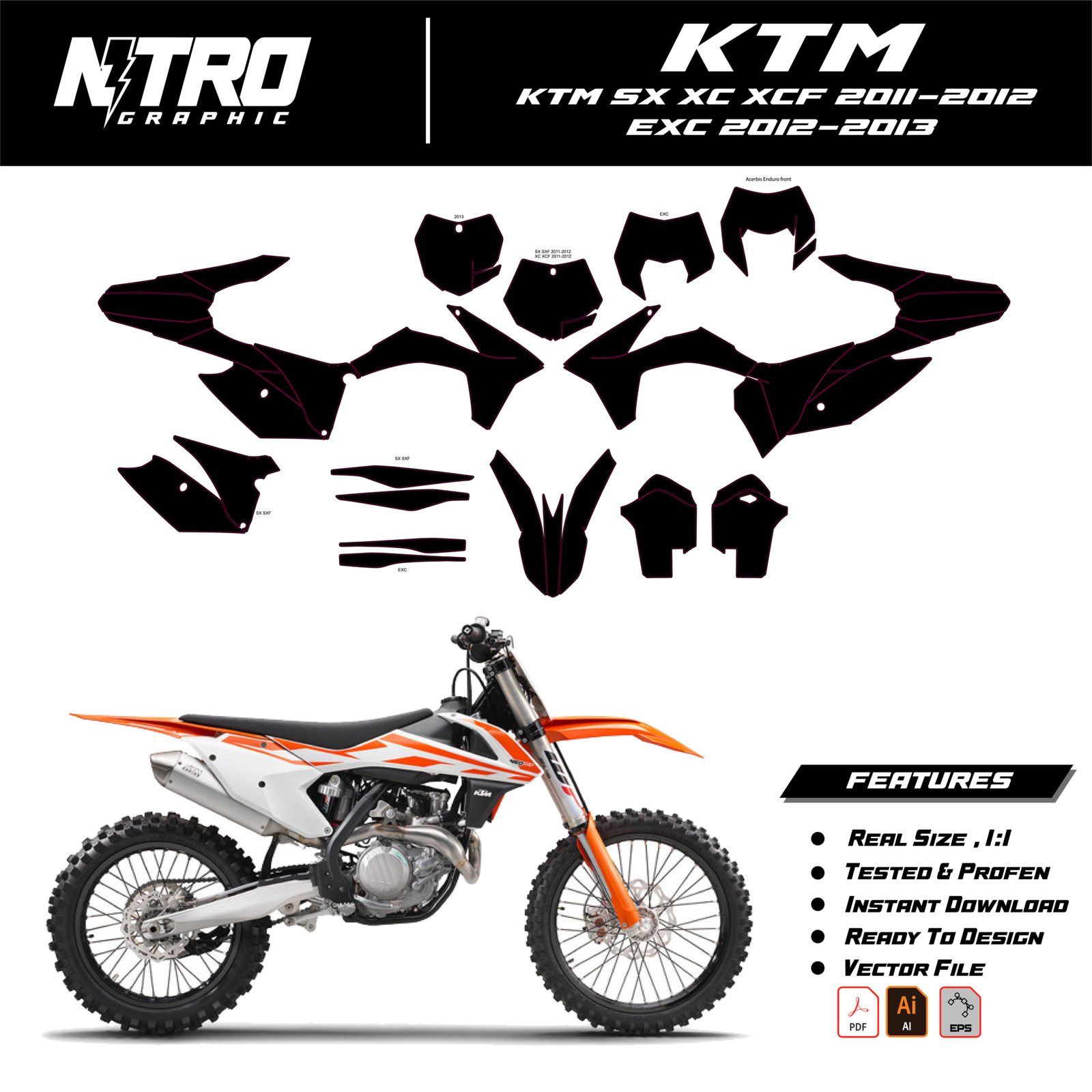 TEMPLATE KTM SX XC XCF 2011-2012 EXC 2012-2013
