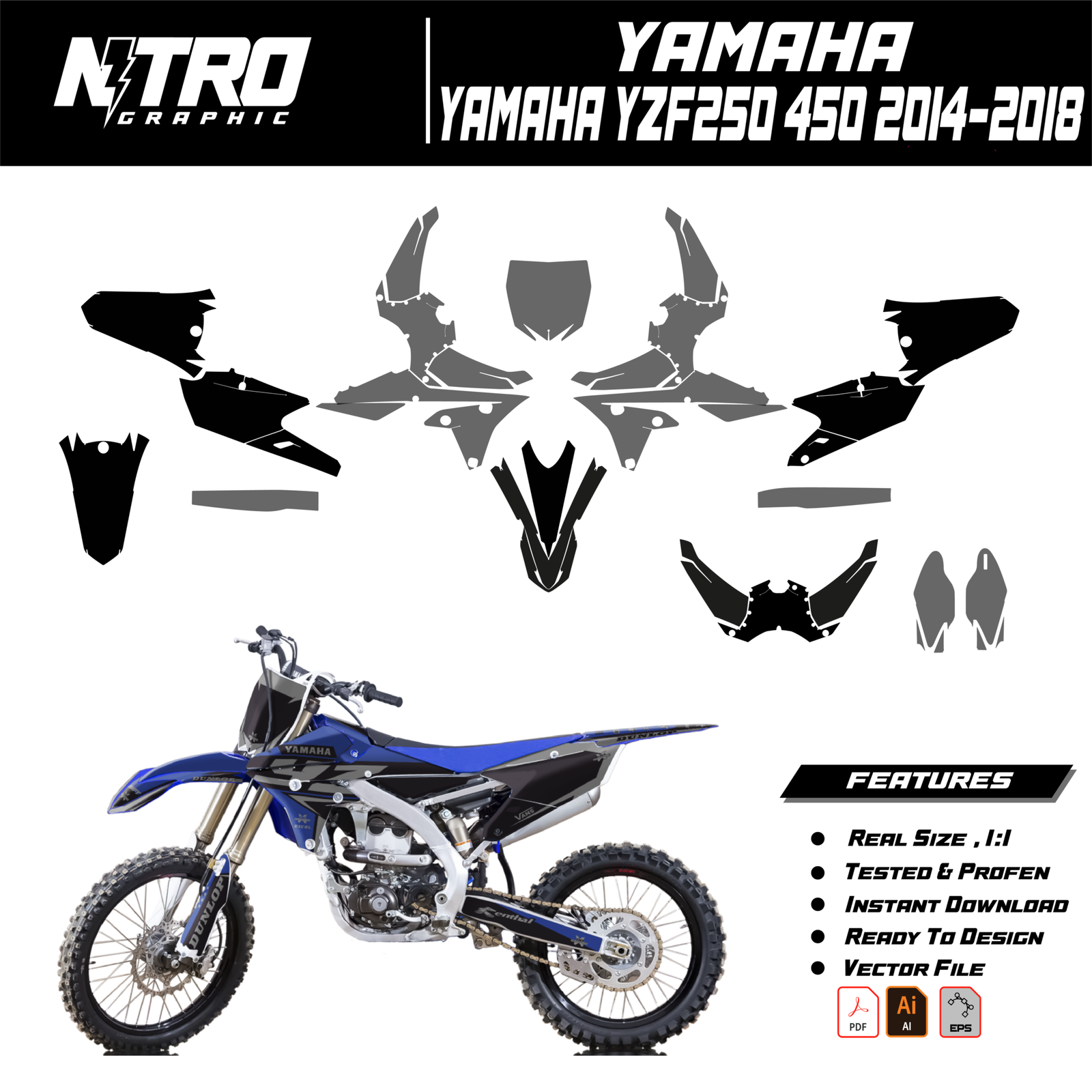 Template YAMAHA YZ F 250 450 2014-2018